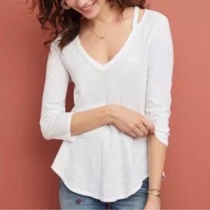 Anthro white knit top